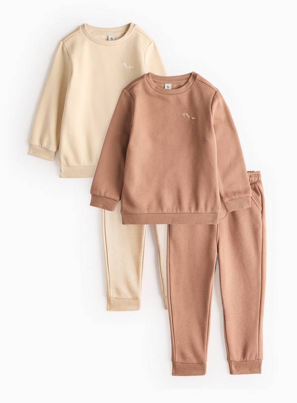 Stone & Brown Sweatshirt & Joggers Sets 2 Pack 1-2 years